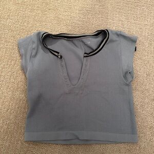 PacSun Gray Crop Top with Black Trim